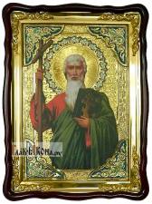 Святой апостол Андрей (поясной), храмовая икона в фигурной рамке, 60х80 см