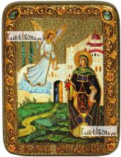 Ирина Каппадокийская, Хрисоволанта, икона подарочная, на дубе, с камнями, средняя Ирина Каппадокийская (Хрисоволанта), икона подарочная на дубовой доске, 15х20 см