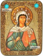 Алла мученица, икона подарочная, на дубе, с камнями, средняя Алла мученица, икона подарочная на дубовой доске, 15х20 см