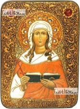 Валентина Кесарийская мученица, большая подарочная икона, с камнями, на дубе Валентина Кесарийская мученица, аналойная икона подарочная