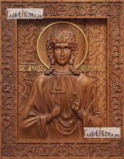 Виринея, Вероника Едесская, резная икона на дереве Виринея (Вероника) Едесская - фотография резной иконы, артикул 25090-01