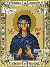 Ангелина Сербская, икона в посеребренной рамке, большая Ангелина Сербская, икона в посеребренной ризе, 18х24 см