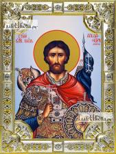 Александр Невский, икона в посеребренной рамке, большая Александр Невский, икона в посеребренной ризе, 18х24 см.