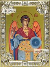 Михаил Архангел (греческий стиль), икона в посеребренной ризе, 18х24 см.