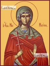 Марина великомученица, печатная икона Марина великомученица, печатная на дереве икона