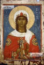 Варвара великомученица, старинный образ, печатная икона Варвара великомученица, икона на дерева печатная копия старинного образа