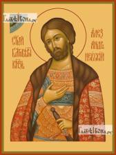 Александр Невский (полубоком), икона печатная на доске