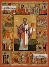 Ипатий Гангрский с житием, печатная икона Ипатий Гангрский с житием, печатная на дереве икона