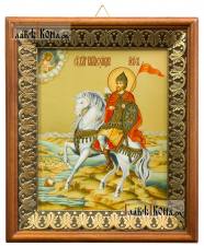 Александр Невский, князь-защитник, икона в киоте Александр Невский, князь - икона на холсте в киоте-рамке