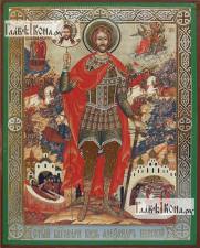 Александр Невский ростовой, с житием, икона литография