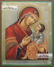Молебница Божия Матерь, икона печатная, литография с тиснением Молебница Божия Матерь, икона литография