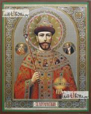 Николай царь с предстоящими, икона литография