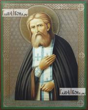 Серафим Саровский, икона печатная, литография с тиснением Серафим Саровский, икона литография