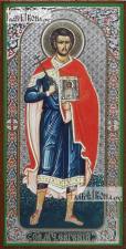 Евгений Севастийский (ростовой), икона печатная, литография с тиснением Евгений Севастийский, ростовой, икона литография