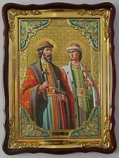 Святые Борис и Глеб, поясные, икона храмовая