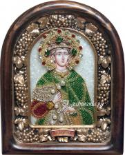 Дмитрий Солунский, дивеевская икона бисером Икона Дмитрия Солунского из бисера в киоте