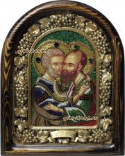 Петр и Павел апостолы, дивеевская икона из бисера Петр и Павел икона из бисера
