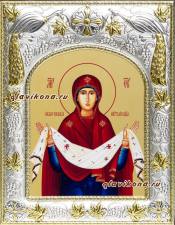 Покров Пресвятой Богородицы, икона в окладе, с киотом Покров Б.М., икона в ризе, артикул 41244