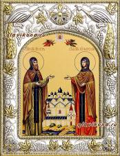 Петр и Феврония (монашеские), икона в ризе, артикул 41458