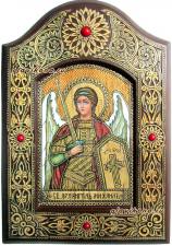 Архангел Михаил (поясной), икона из бересты поясная икона Архангела Михаила на бересте