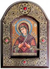 Икона Семистрельная, сделанная на бересте