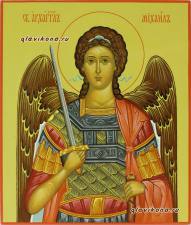 Михаил архангел (поясной), рукописная икона артикул 6101 Михаил икона 21х25 см, артикул 6101