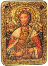 Александр Невский, икона под старину с камнями