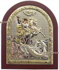 Георгий Победоносец, икона в серебре