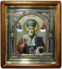 Икона Николая Чудотворца в киоте