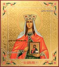 Ирина великомученица, рукописная икона, чеканка Святая Ирина, писаная икона с чеканкой, артикул 6189
