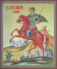 Димитрий Солунский, на коне, рукописная икона Димитрий Солунский, писаная икона артикул 6138