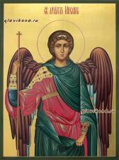Михаил Архангел (поясной), рукописная икона с золочением Архангел Михаил, писаная икона артикул 502