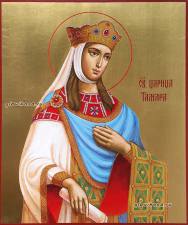 Тамара царица Грузинская, рукописная икона, золото Тамара, рукописная икона артикул 6238